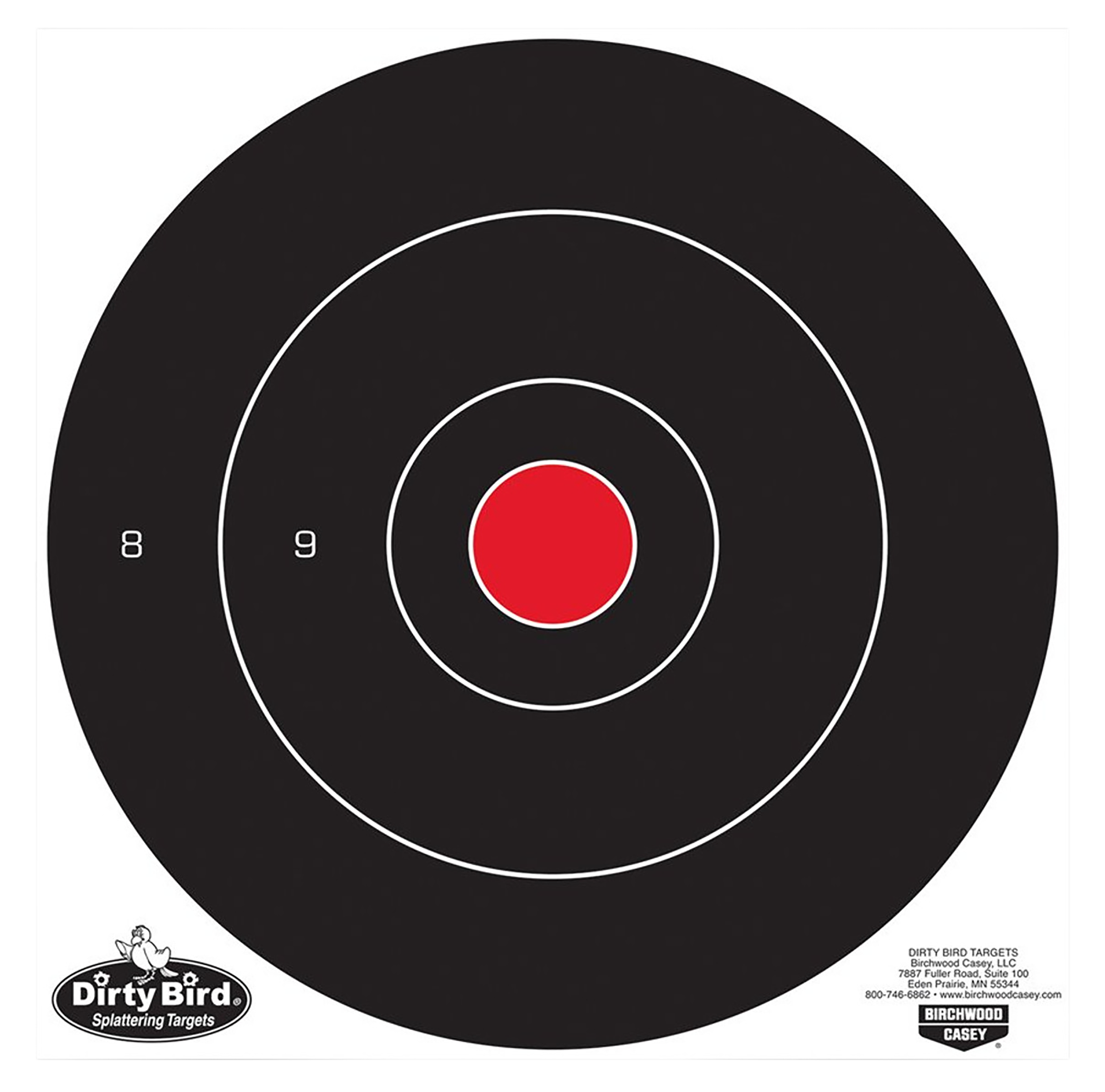 Birchwood Casey 35070 Dirty Bird  12" Bullseye Tagboard Hanging Universal Black/Red 100 Per Pkg