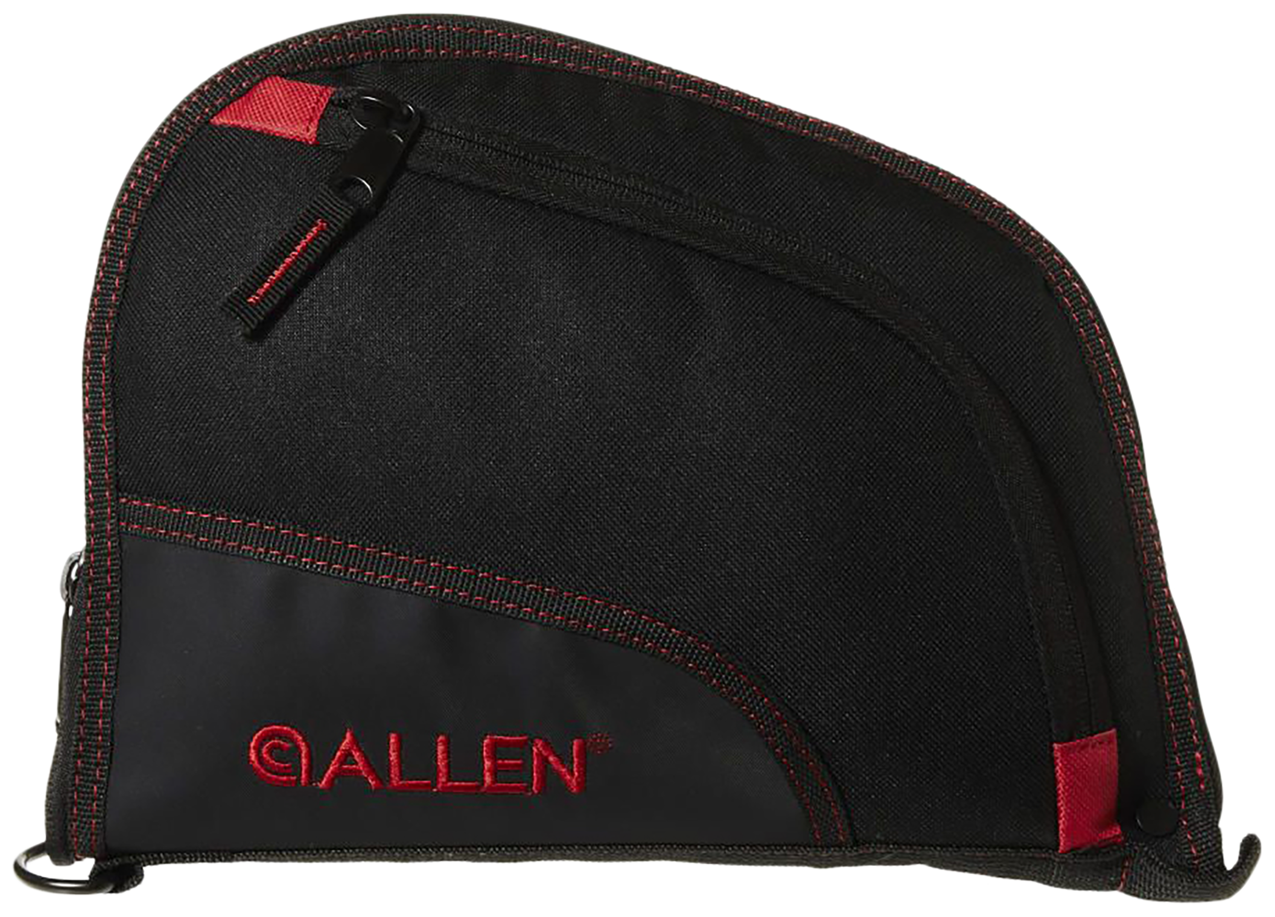 Allen 7738 Auto-Fit  Handgun Case Black Endura w/Red Trim, Foam Padding, Knit Lining, Mag Sleeve, Storage Pocket & Lockable Zipper 9" L
