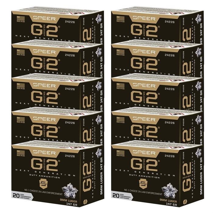 Speer Gold Dot G2 9mm 147gr 200rd Case