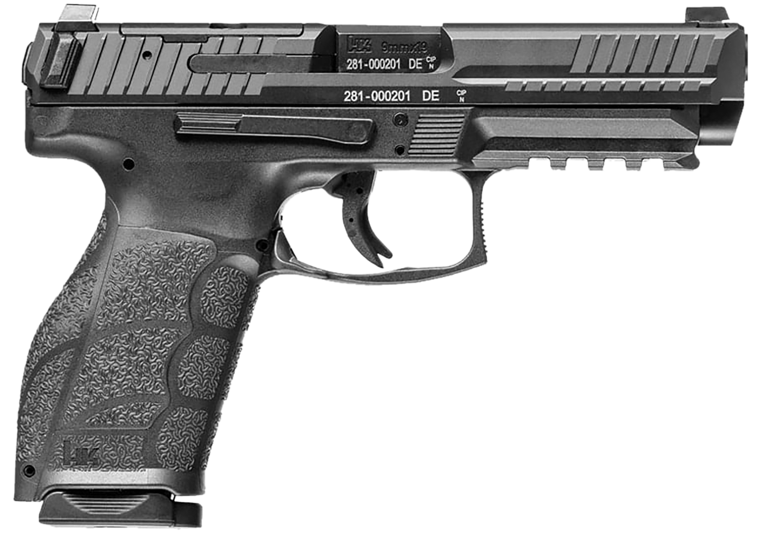 HK 81001058 VP9A1 K Compact Frame Luger 10+1 4.09" Black Steel Barrel, Black Optic Ready/Serrated Steel Slide, Black Polymer Frame w/Picatinny Rail, Interchangeable Backstrap Grip, Ambidextrous