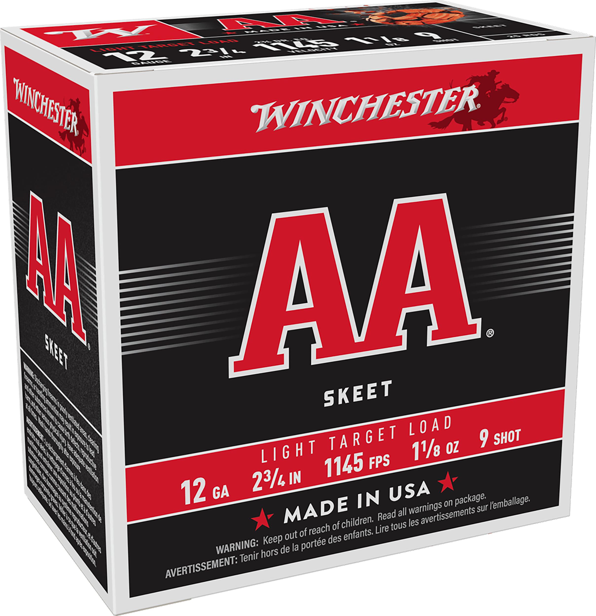 Winchester Ammo AA129 AA Light Target 12Gauge 2.75" 1 1/8oz 9Shot 25 Per Box/10 Case