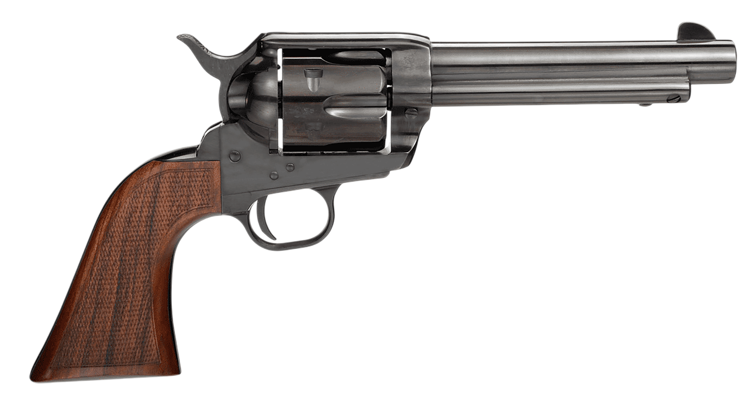 Taylors & Company 200108 1873 Pietta 9mm Luger 6 Shot 5.50" Blued Round Barrel, Blue Cylinder & Steel Frame, Walnut Checkered Army Style Grip, Manual Safety, Exposed Hammer