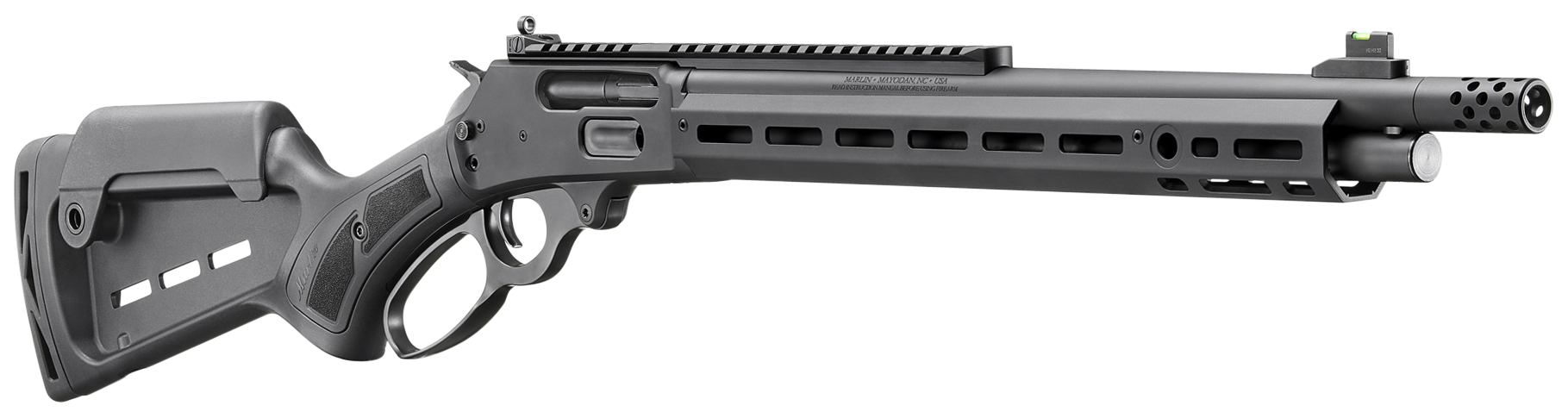 Marlin 70901 1895 Dark 45-70 Gov 5+1 16.17" Threaded, Black, M-Lok Handguard, Synthetic Stock with Cheek Riser & M-Lok Slots, Muzzle Brake, Adj Ghost Ring/Fiber Optic Sights, Optics Mount