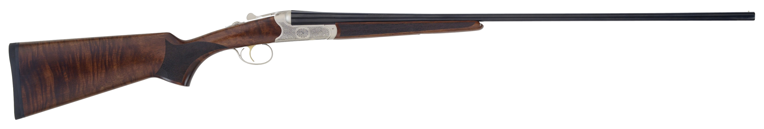 TriStar 38120 Bristol SxS Full Size 20 Gauge Break Open 3" 2rd 28" Blued Side By Side Barrel, Nickel Engraved w/24K Gold Inlay Steel Receiver, Fixed Oiled Turkish Walnut Stock, Right Hand
