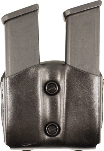 DESANTIS DOUBLE MAG POUCH OWB LEATHER SINGLE STACK 9/40 BLK