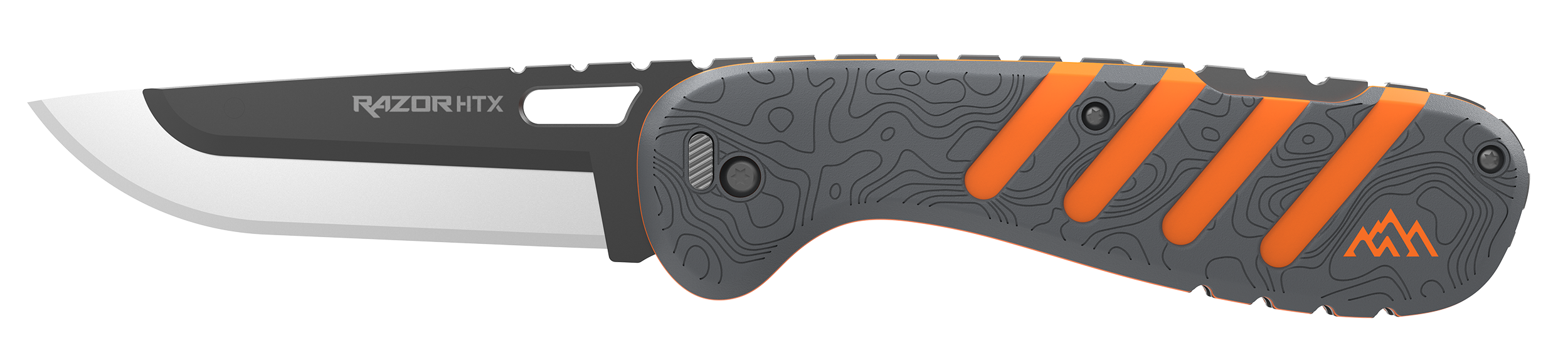 Outdoor Edge HTX35Y6C Razor HTX  3.50" Folding Plain 420J2 SS Blade Gray/Orange