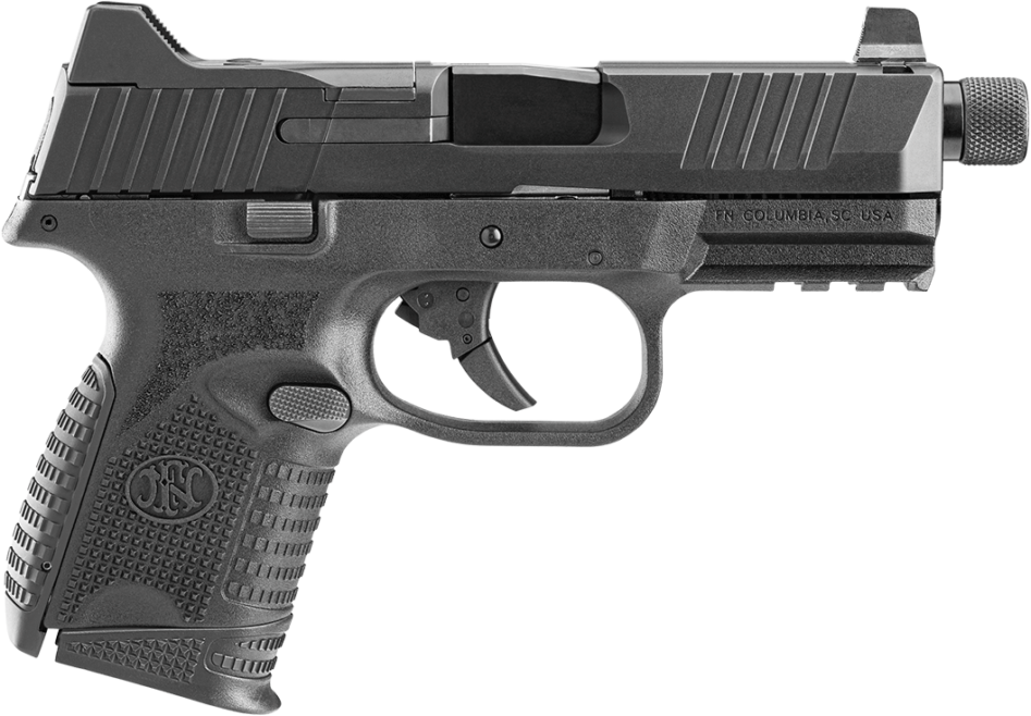 FN 66100783 509CT Compact 9mm Luger 10+1, 4.32" Black Steel Threaded Barrel, Black PVD Optic Cut/Serrated Stainless Steel Slide, Black Polymer Frame w/Picatinny Rail, Ambidextrous