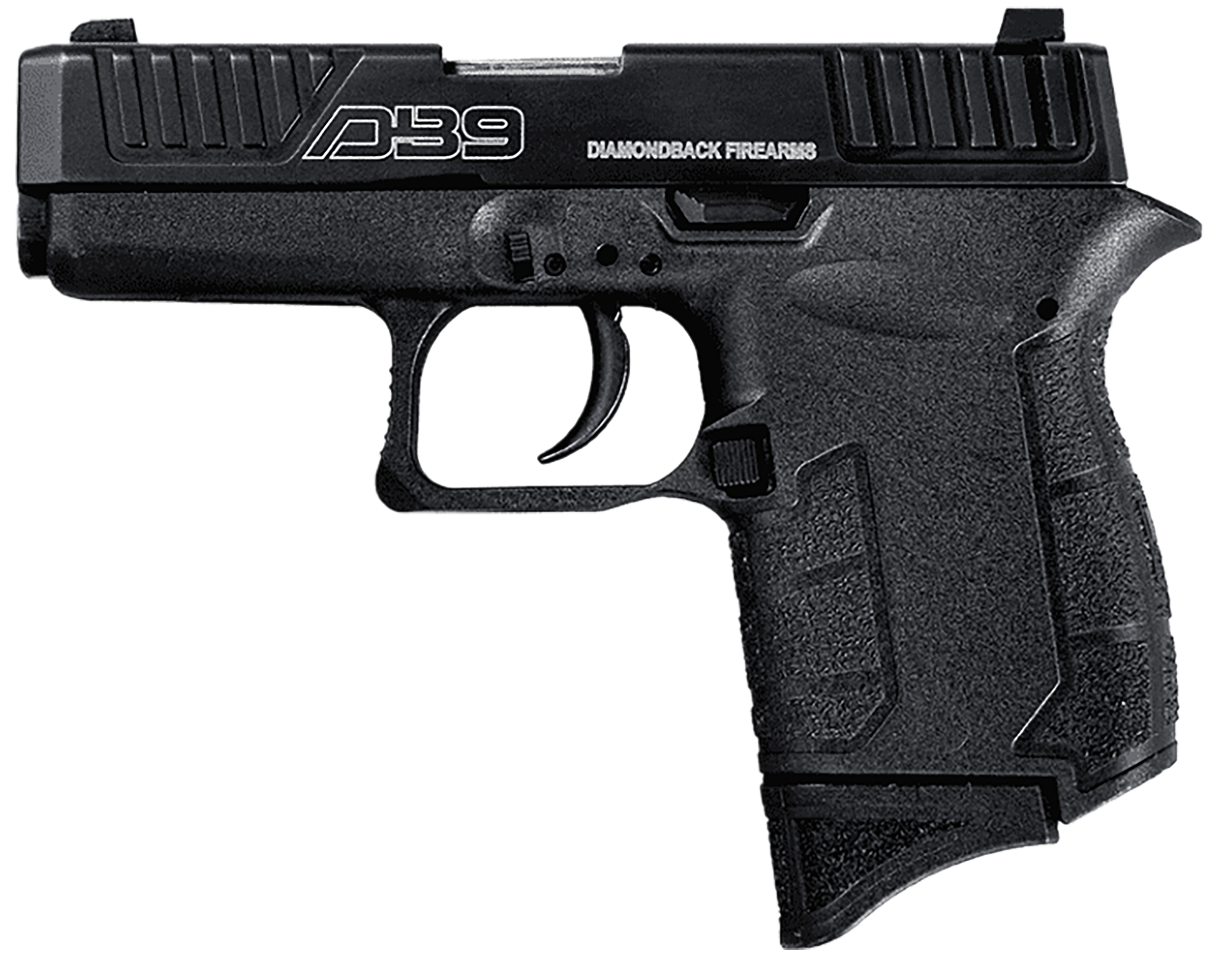 Diamondback DB0200P001 DB9 Gen4 Micro-Compact Frame 9mm Luger 6+1, 3.10" Stainless Steel Barrel, Black Serrated Stainless Steel Slide, Black Polymer Frame w/Beavertail & Grip