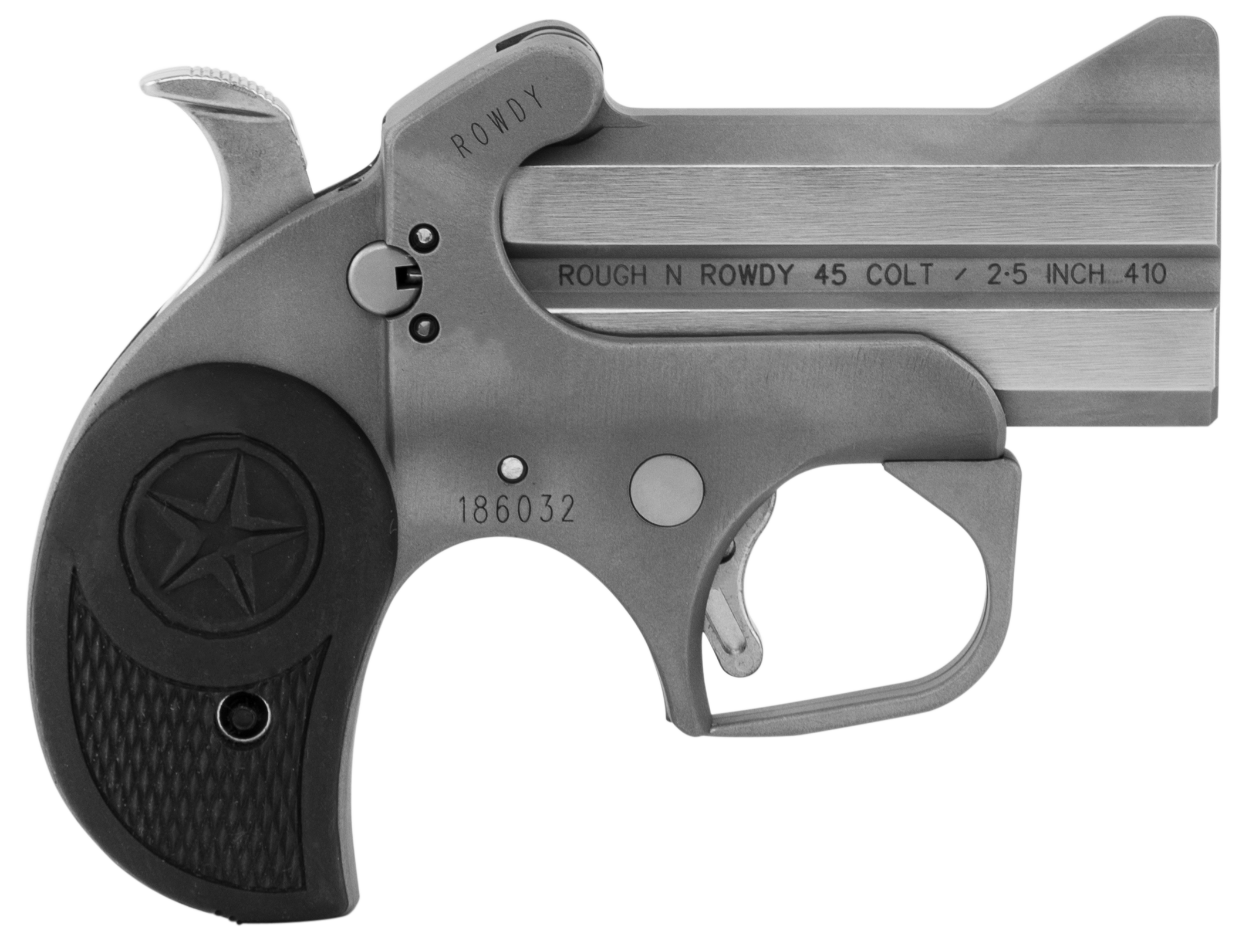 Bond Arms BARW Rowdy Rough Series 45 Colt/410 Gauge 2rd Shot 3" Stainless Steel Stainless Steel Frame Black Rubber Grips