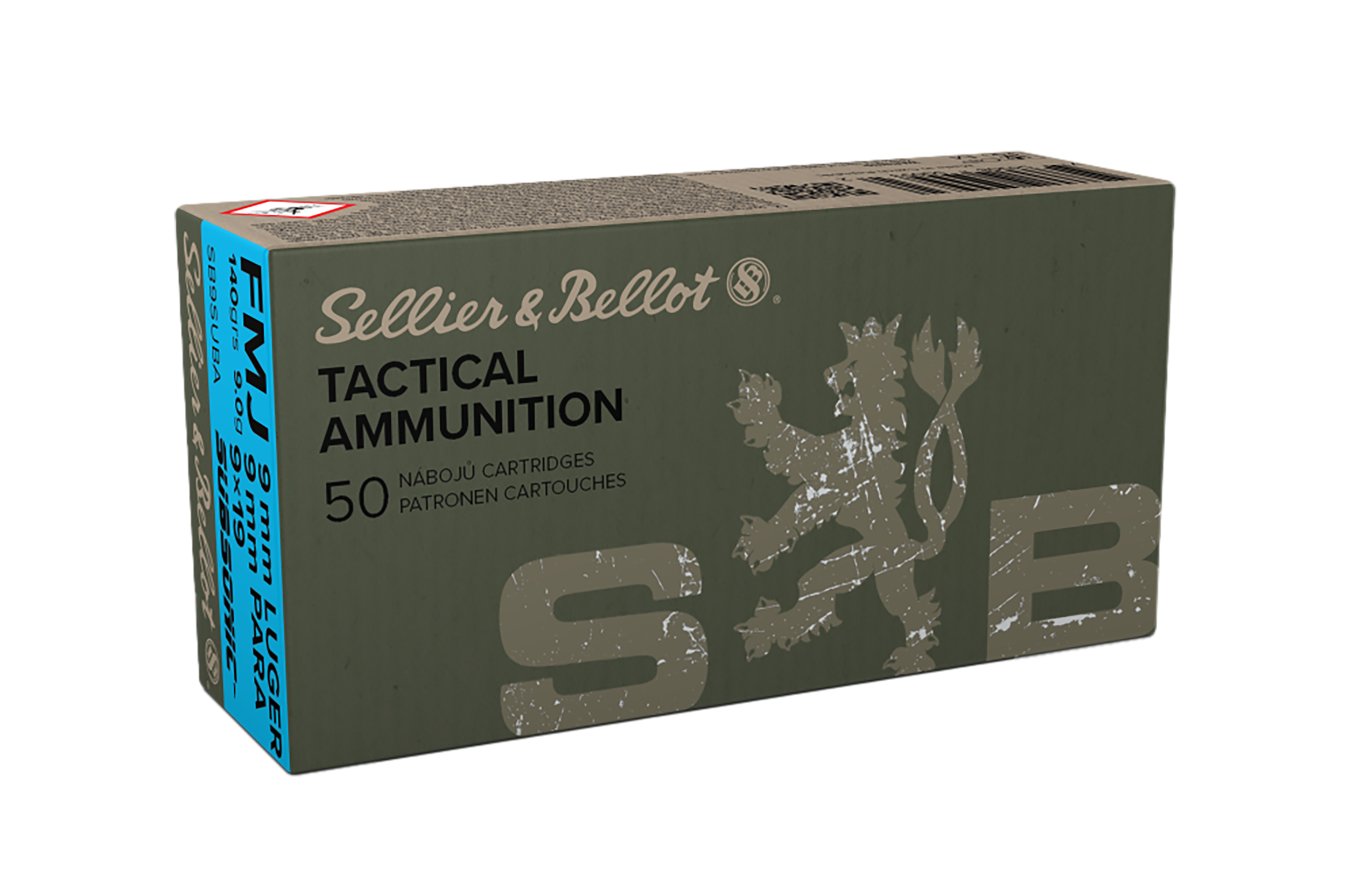 Sellier & Bellot SB9SUBA Handgun  9mmLuger Subsonic 140gr Full Metal Jacket 50 Per Box/20 Case