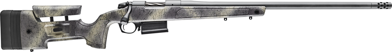 Bergara Rifles B14LM3613 B-14 Wilderness HMR 7mm PRC 5+1 24" Threaded, Sniper Gray Cerakote Barrel/Rec, Adj. SoftTouch Woodland Camo Stock with Mini-Chassis, Omni Muzzle Brake