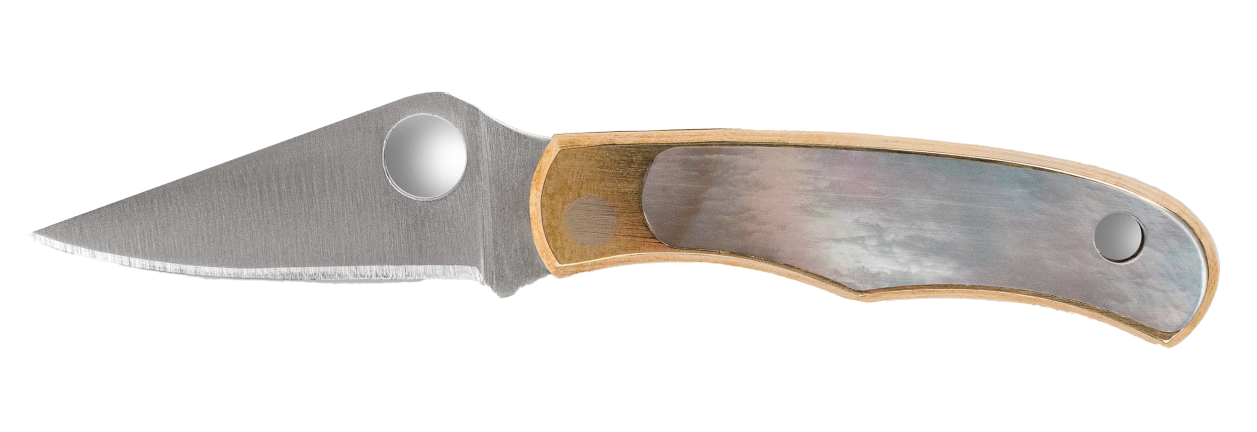 Spyderco C133AP Bug 1.25" Folding Plain Stonewashed 12C27 Sandvik Blade, Abalone/Nickel Handle