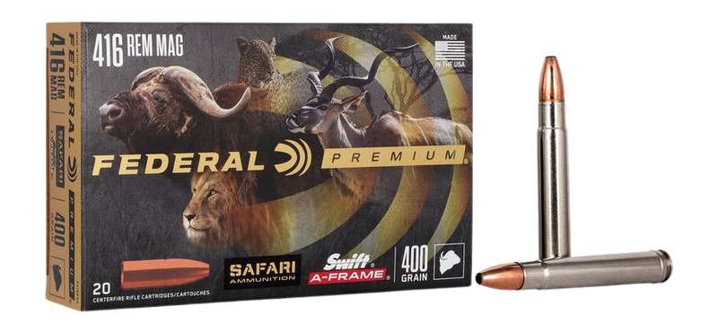 Federal P416RSA Premium Safari Cape-Shok 416RemMag 400gr Swift A Frame 20 Per Box/10 Case