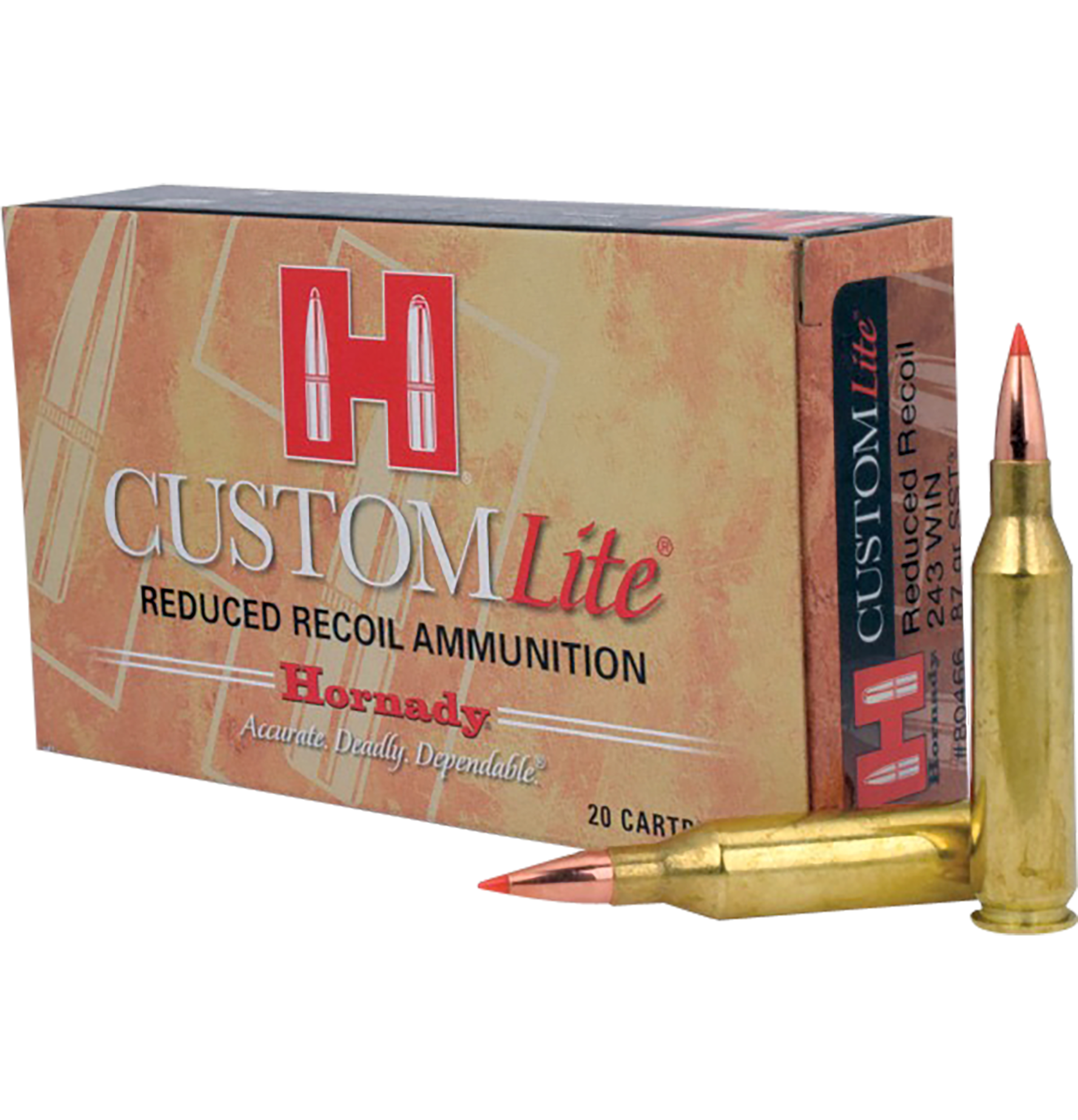 Hornady 80466 Custom Lite 243Win 87gr Super Shock Tip 20 Per Box/10 Case