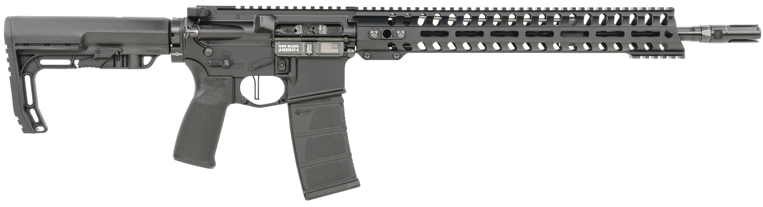 Patriot Ordnance Factory 01644 Minuteman Direct Impingement 5.56x45mm 30+1 16.50" Nitride Treated Threaded Barrel, Black Hard Coat Anodized Receiver, Synthetic 6 Position MFT Minimalist Stock