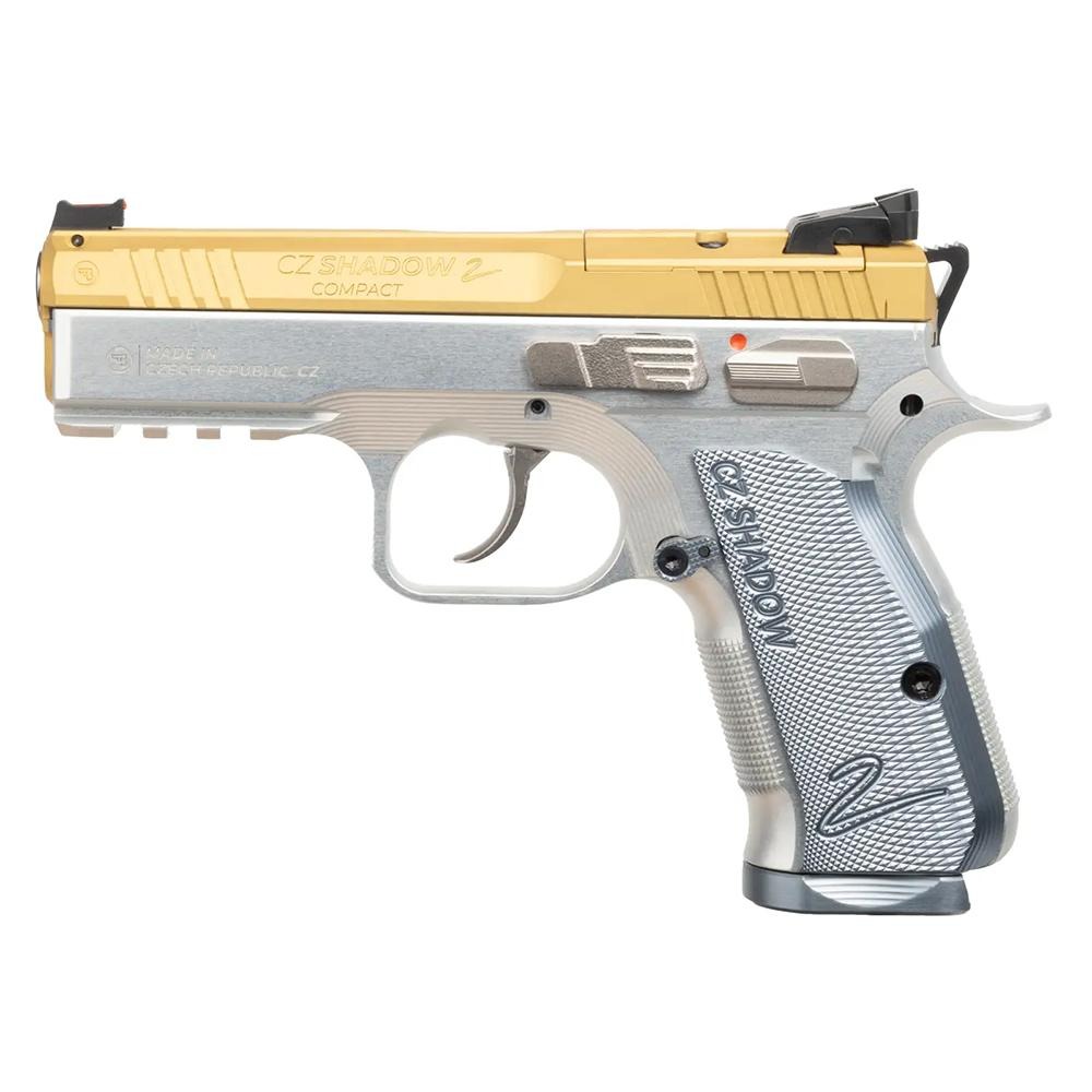 CZ USA Shadow 2 Compact Handgun 9mm Luger 15rd Magazine 4" Barrel OR Gold Slide and Silver Grip