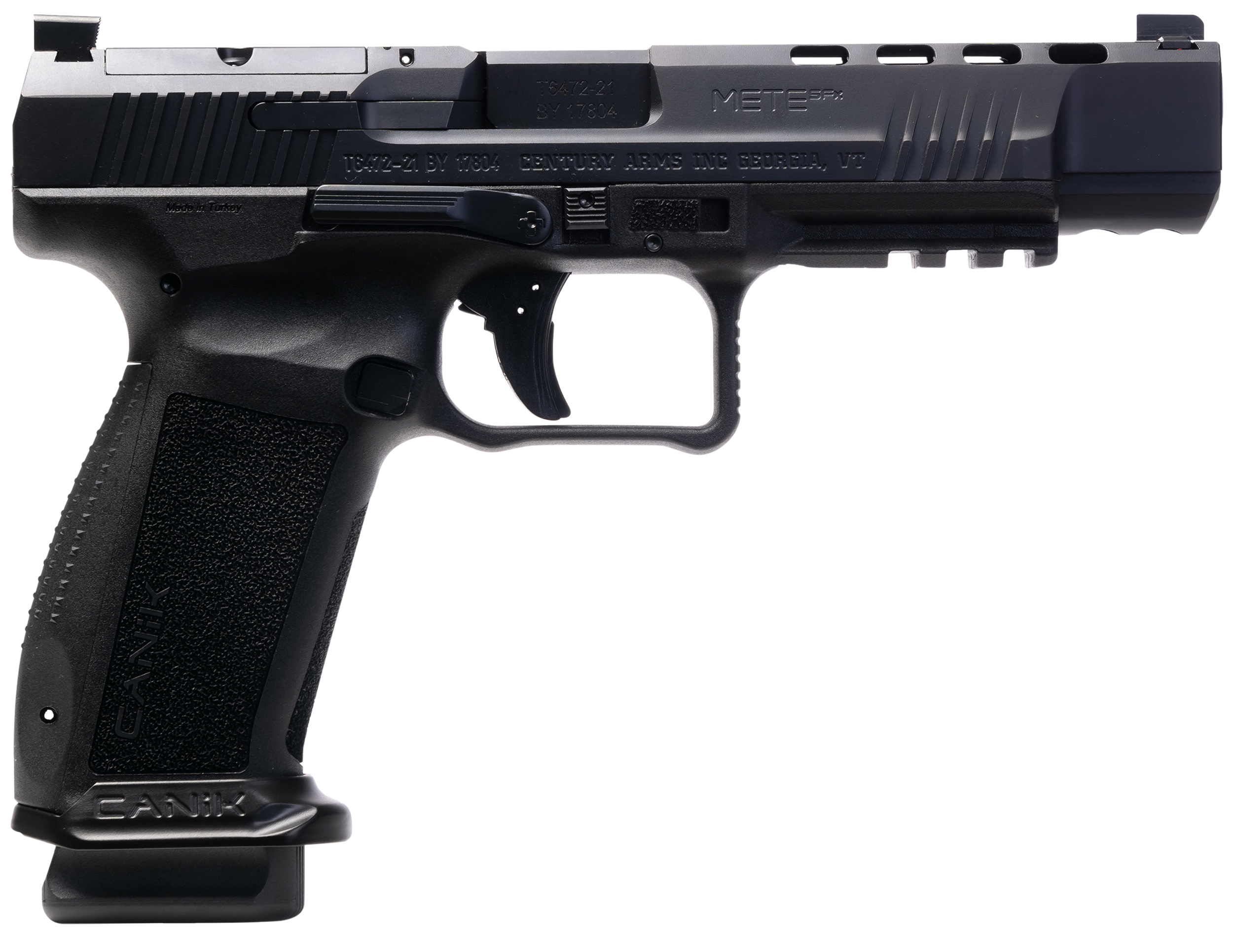 Canik HG6825N Mete SFx 9mm Luger 10+1 5.20" Black Nitride Match Grade Barrel, Black Optic Ready/Serrated Steel Slide, Black Polymer Frame w/Picatinny Rail, Aggressive Texture Grip