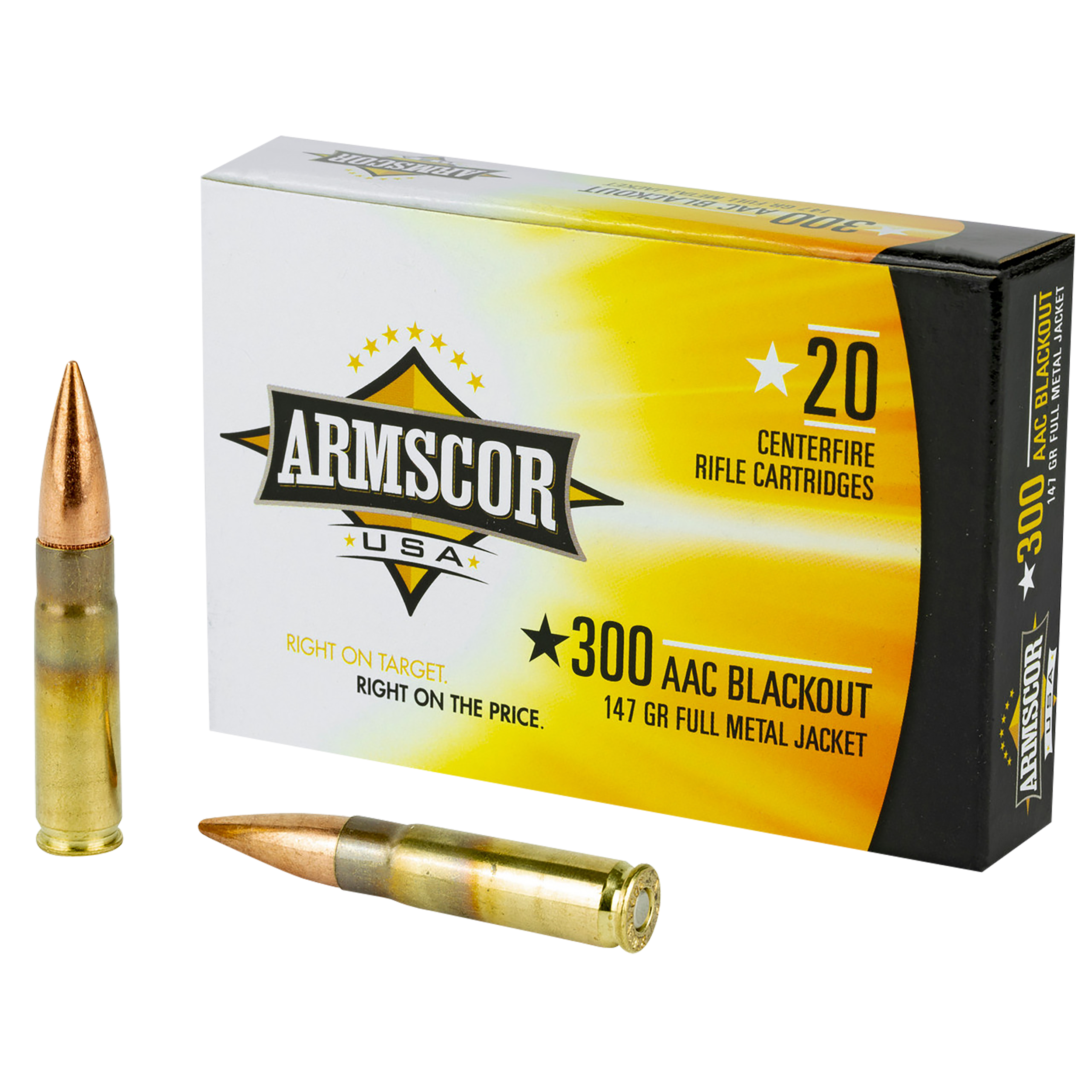 Armscor FAC300AAC1N USA 300Blackout 147gr Full Metal Jacket 20 Per Box/10 Case