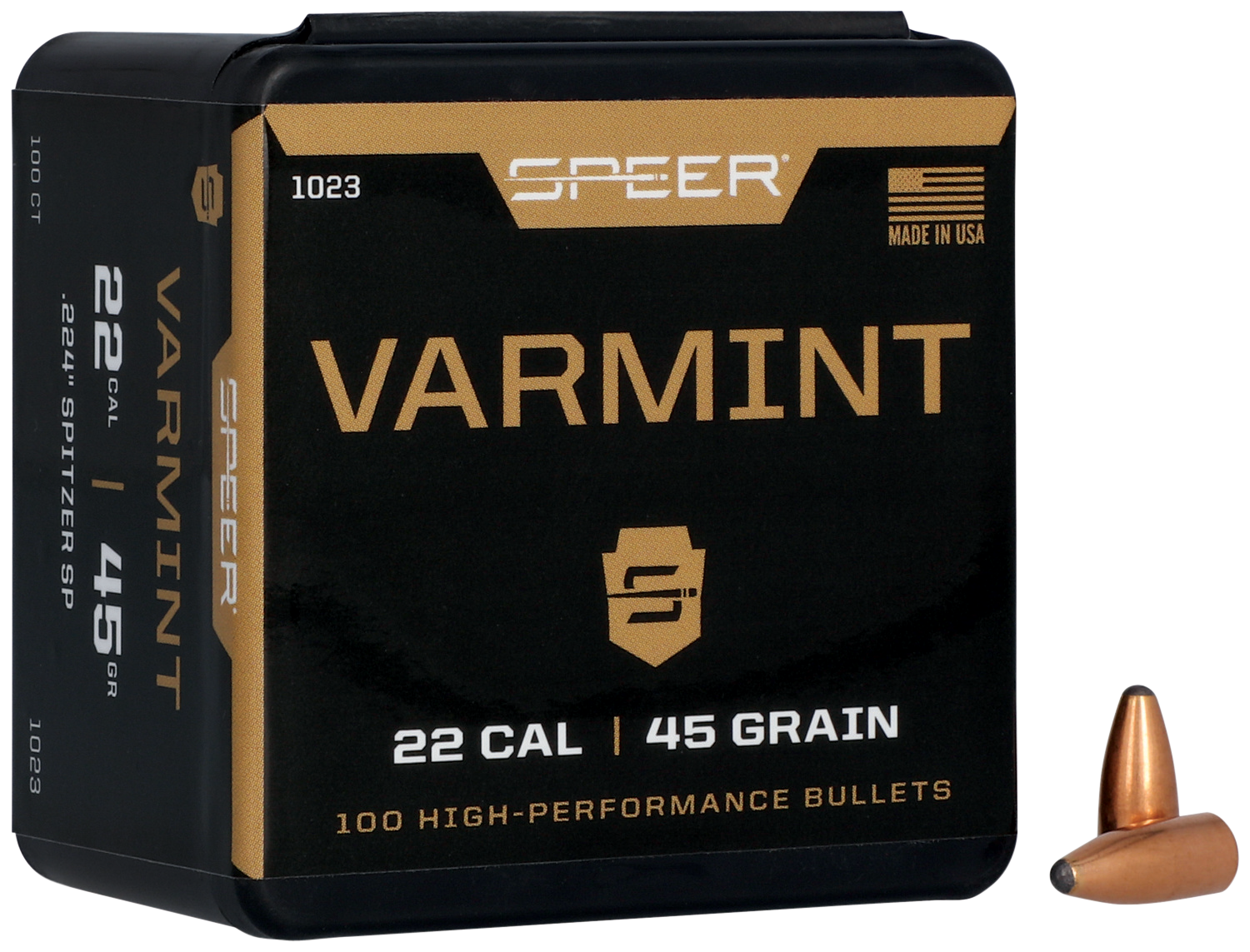 Speer 1023 Varmint  22Cal 45gr Jacketed Soft Point 100 Per Box/5 Case