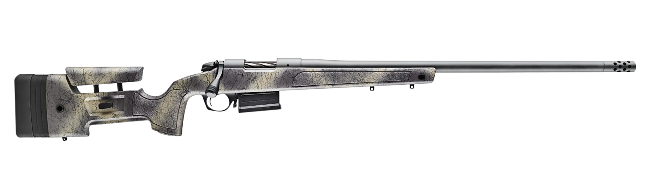 Bergara Rifles B14LM357 B-14 Wilderness HMR 7mm Rem Mag 5+1 24" Threaded, Sniper Gray Cerakote Barrel/Rec, Adj. SoftTouch Woodland Camo Stock with Mini-Chassis, Omni Muzzle Brake