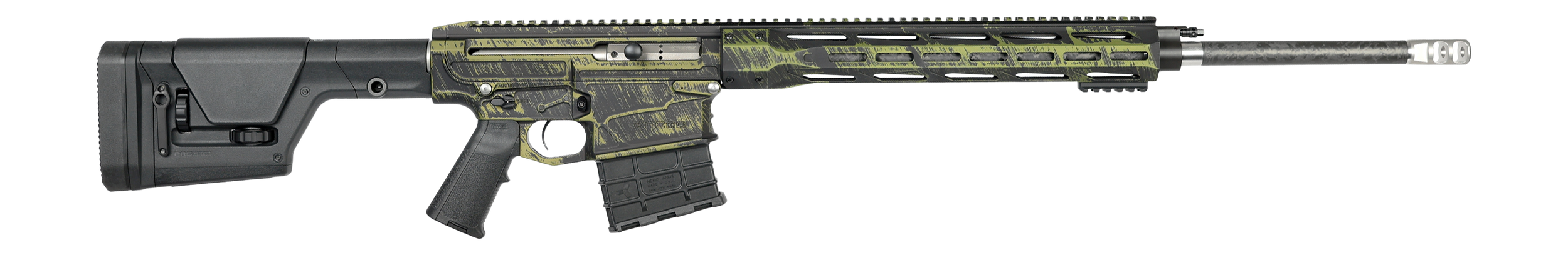 Nemo Arms OMENW-G324CF Omen Watchman 300 Win Mag 14+1 24" Black Proof Research CF Threaded Barrel, Black/Green Tiger Stripe Aluminum Receiver w/Picatinny Rail, M-LOK Handguard, Magpul PRS Gen3 Black P