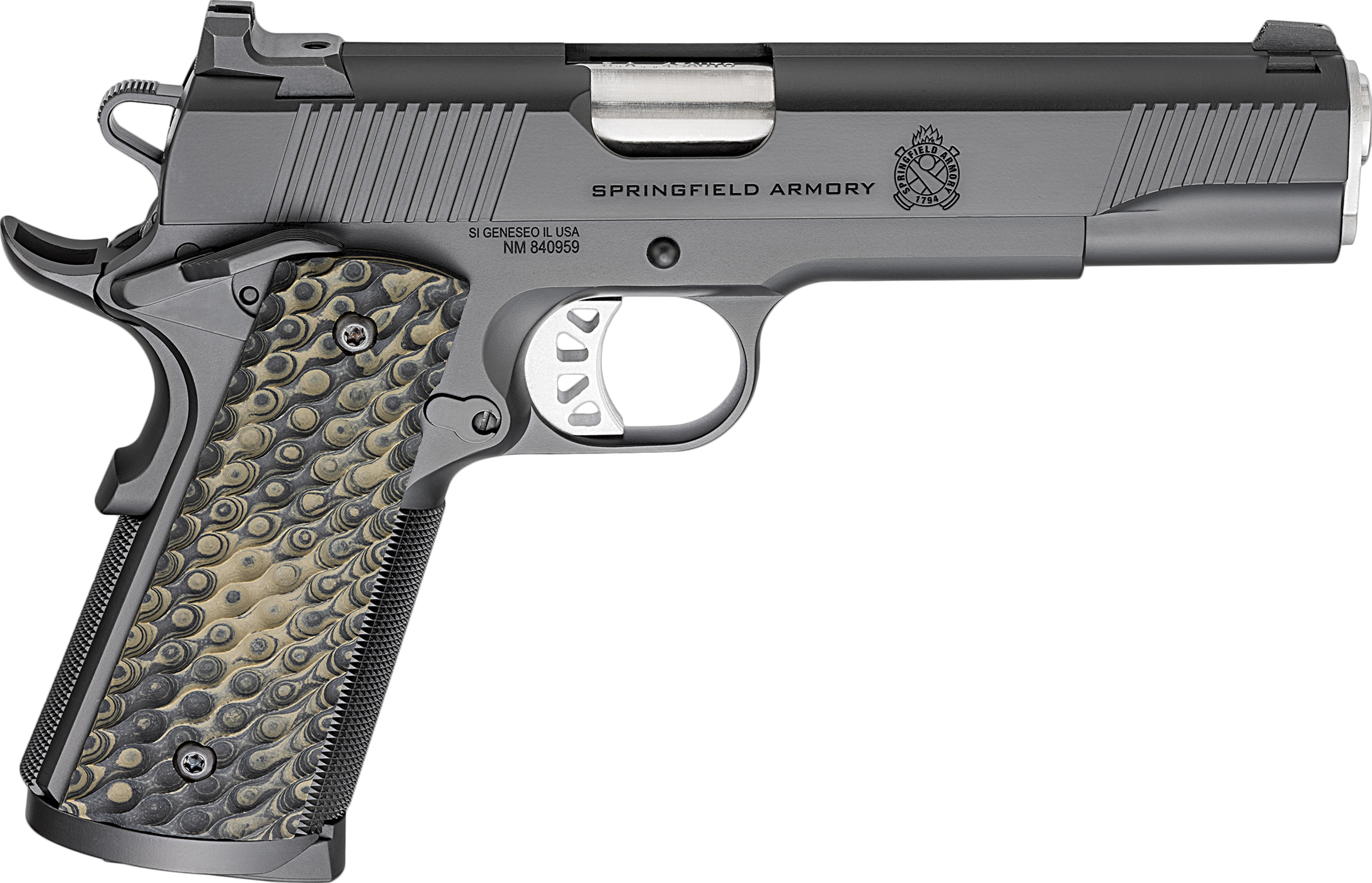 Springfield Armory PC9125 1911 TRP  45 ACP 8+1 5" Stainless Match Grade Barrel, Black Cerakote Serrated Carbon Steel Slide & Frame w/Beavertail, VZ Hydra G10 Grip