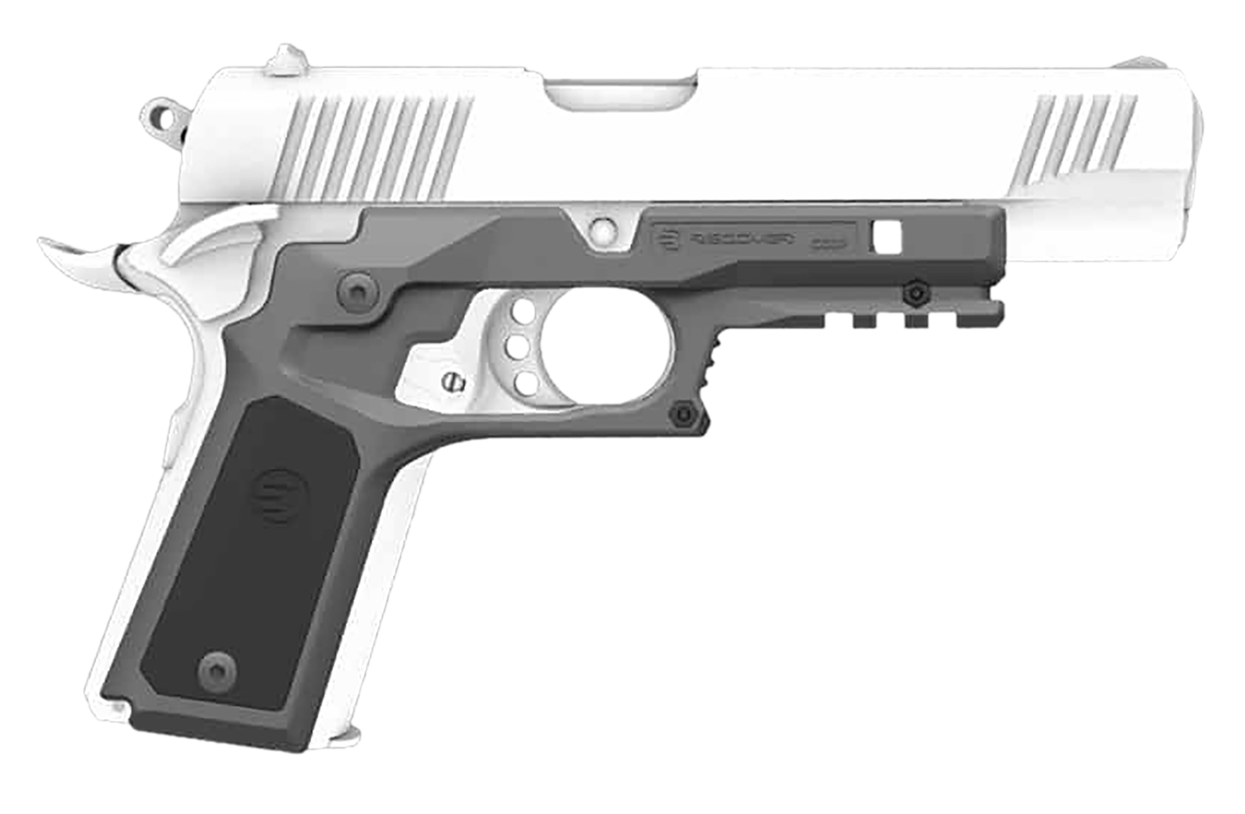 Recover Tactical CC3P0401 Frame Grip  Gray Polymer Frame with Interchangeable Black & Gray Panels for Standard Frame 1911