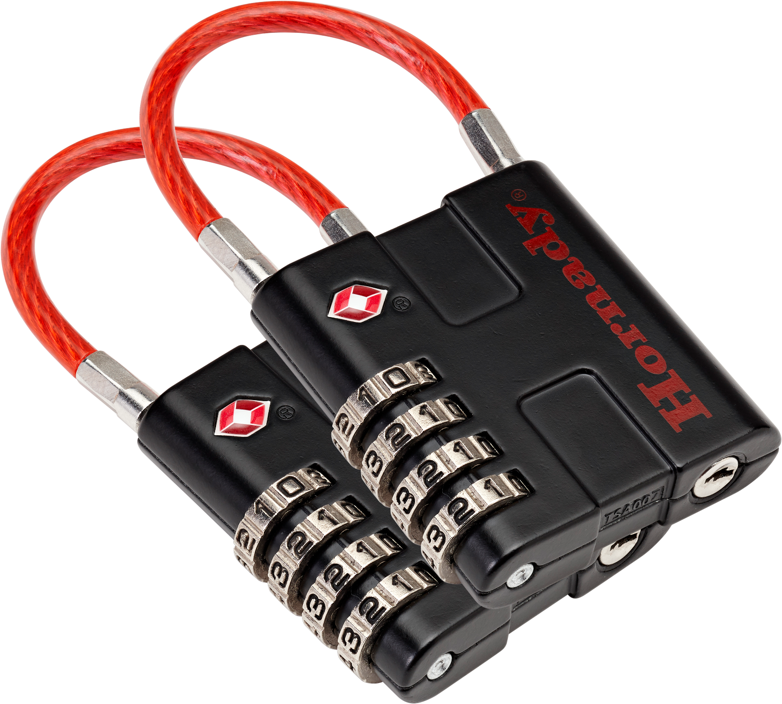 Hornady 96022 Rapid Safe TSA Lock Open With Combination Black Red 2 Pack