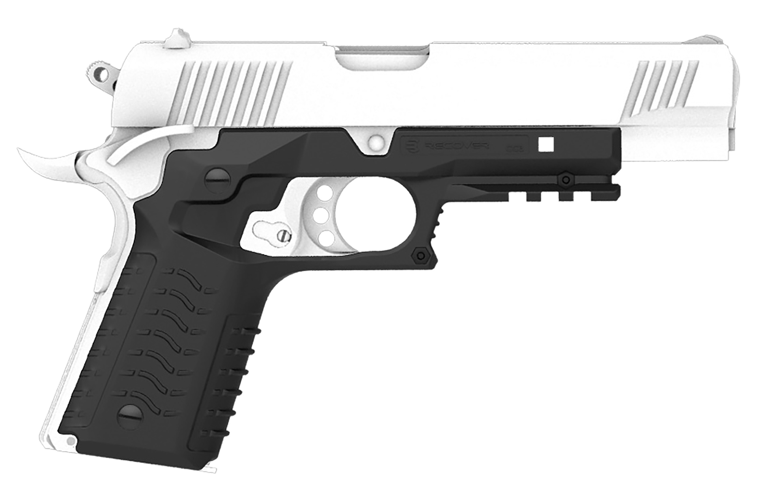 Recover Tactical CC3H-01 Grip & Rail System  Black Polymer Picatinny for Standard Frame 1911
