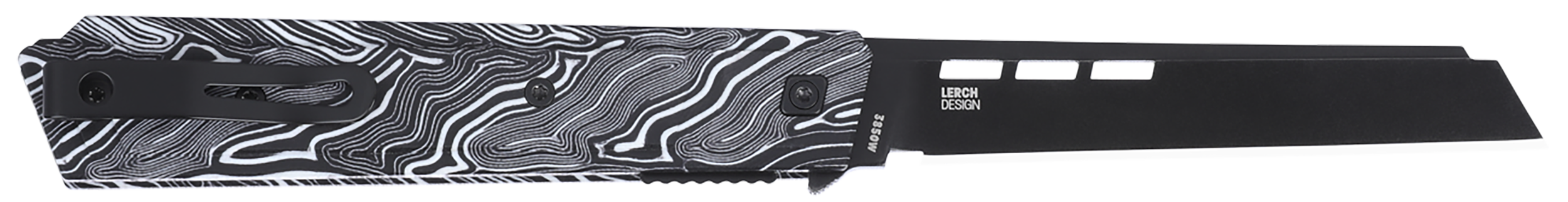 CRKT 3850W Zephyr 3.22" Sheepsfoot Plain Black TiNi 14C28N Steel Blade, Marbled Black/White G10 Handle