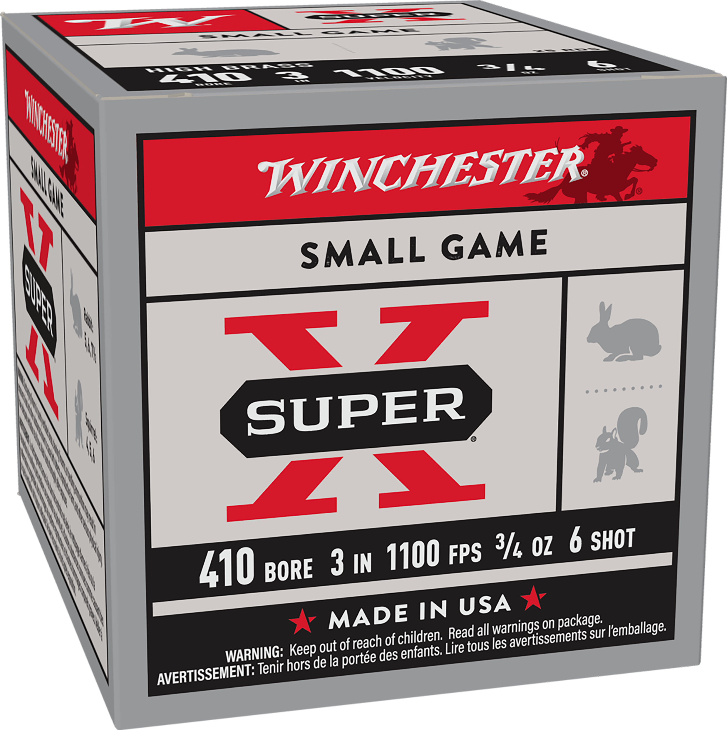 Winchester Ammo X413H6 Super X Heavy Game Load High Brass 410Gauge 3" 3/4oz 6Shot 25 Per Box/10 Case