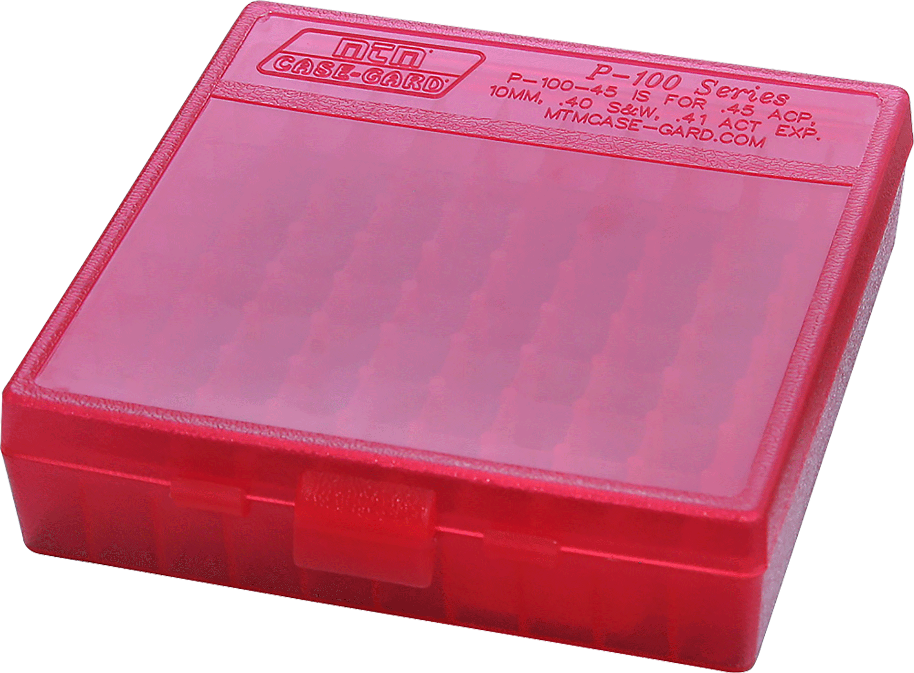 MTM Case-Gard P1004529 Ammo Box Flip-Top Multi Caliber Clear Red Polypropylene 100rd