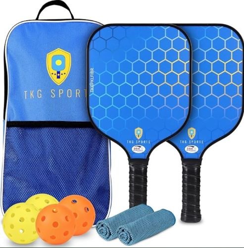TKG SPORTS FIBERGLASS PICKLEBALL SET W/CARRY BAG!