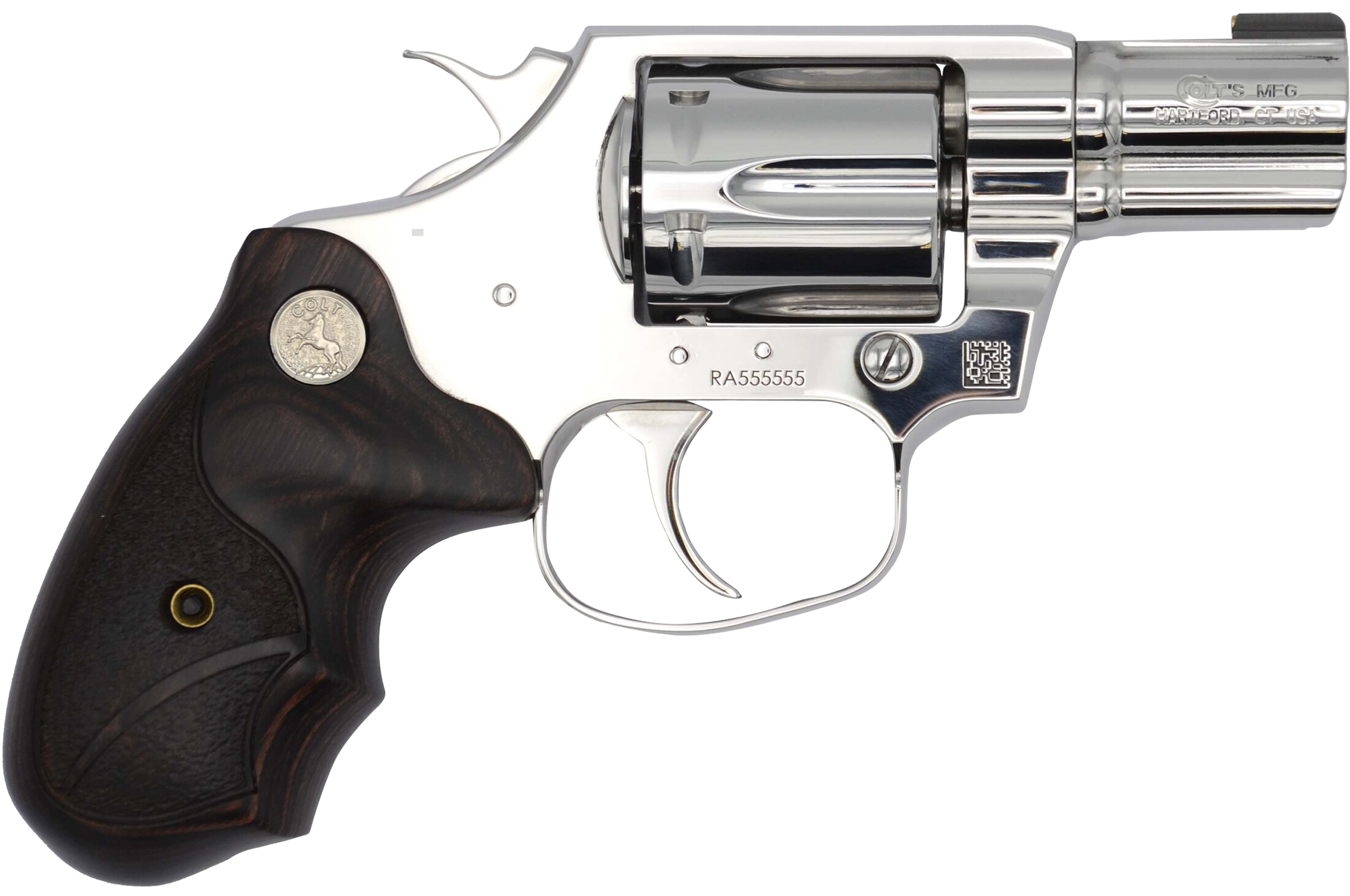 Colt Mfg COBRASS2BB Cobra Bright 38 Special +P 6 Shot 2" Mirror Polished Stainless Steel Barrel, Cylinder Mirror & Frame, Black Hogue Rubber w/Finger Grooves Grip