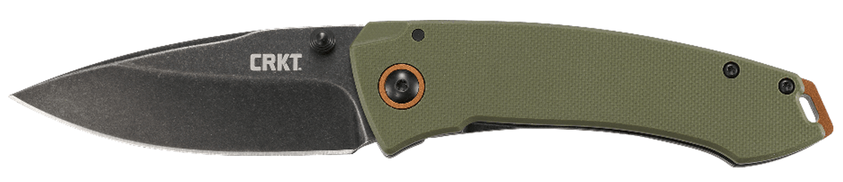 CRKT 2520 Tuna  3.22" Folding Plain Stonewashed 8Cr14MoV SS Blade Black/Green G10/SS Handle Includes Pocket Clip