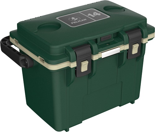 PELICAN COOLERS IM 14 QUART HUNTER GREEN/TAN DRY STORAGE!