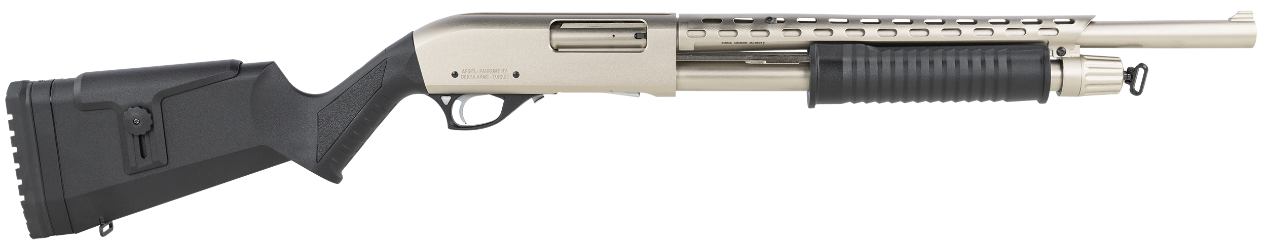 Rock Island AGM5 All Generations  12 Gauge Pump 3" 5+1 18.50" with Heat Shield, Nickel Barrel/Rec, Black Synthetic Furniture, Adj. Comb Stock
