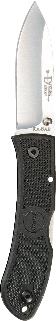 Ka-Bar 4062 Dozier Hunter 3" Folding Drop Point Plain AUS-8A SS Blade, Black Zytel Handle, Includes Pocket Clip