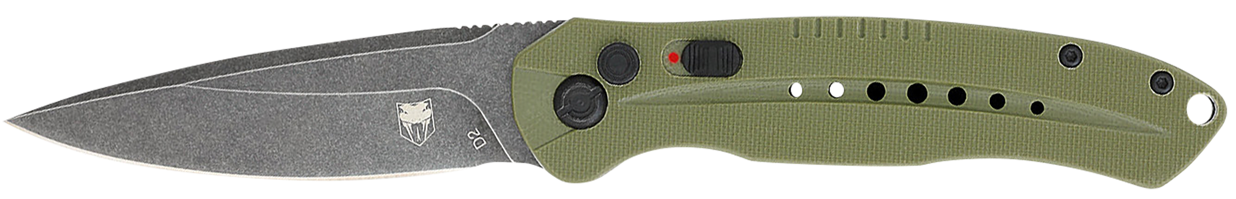 CobraTec Knives ODGDIABLOAUTO Diablo 3.50" Folding Black Stonewashed D2 Steel Blade, 4.75" OD Green Textured G10 Scales Handle