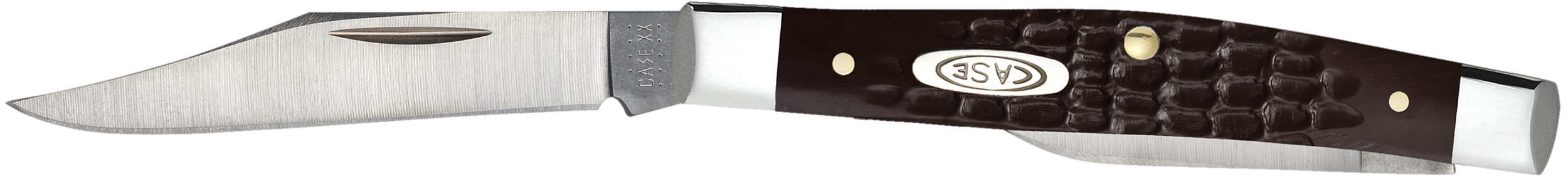 Case 00083 Pen Small 2"/1.47" Folding Clip/Pen Plain As-Ground Stainless Steel Blade Brown Jigged Synthetic Handle