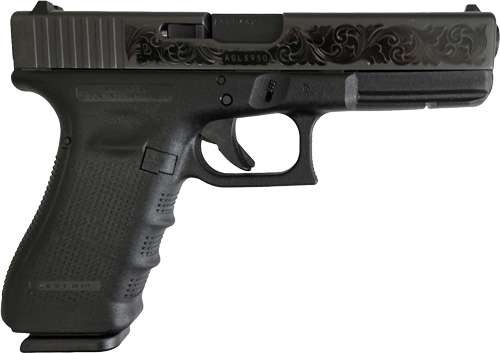 GLOCK G17 GEN 4 9MM PISTOL BLACK DLC SCROLL ENGRAVED 17RD