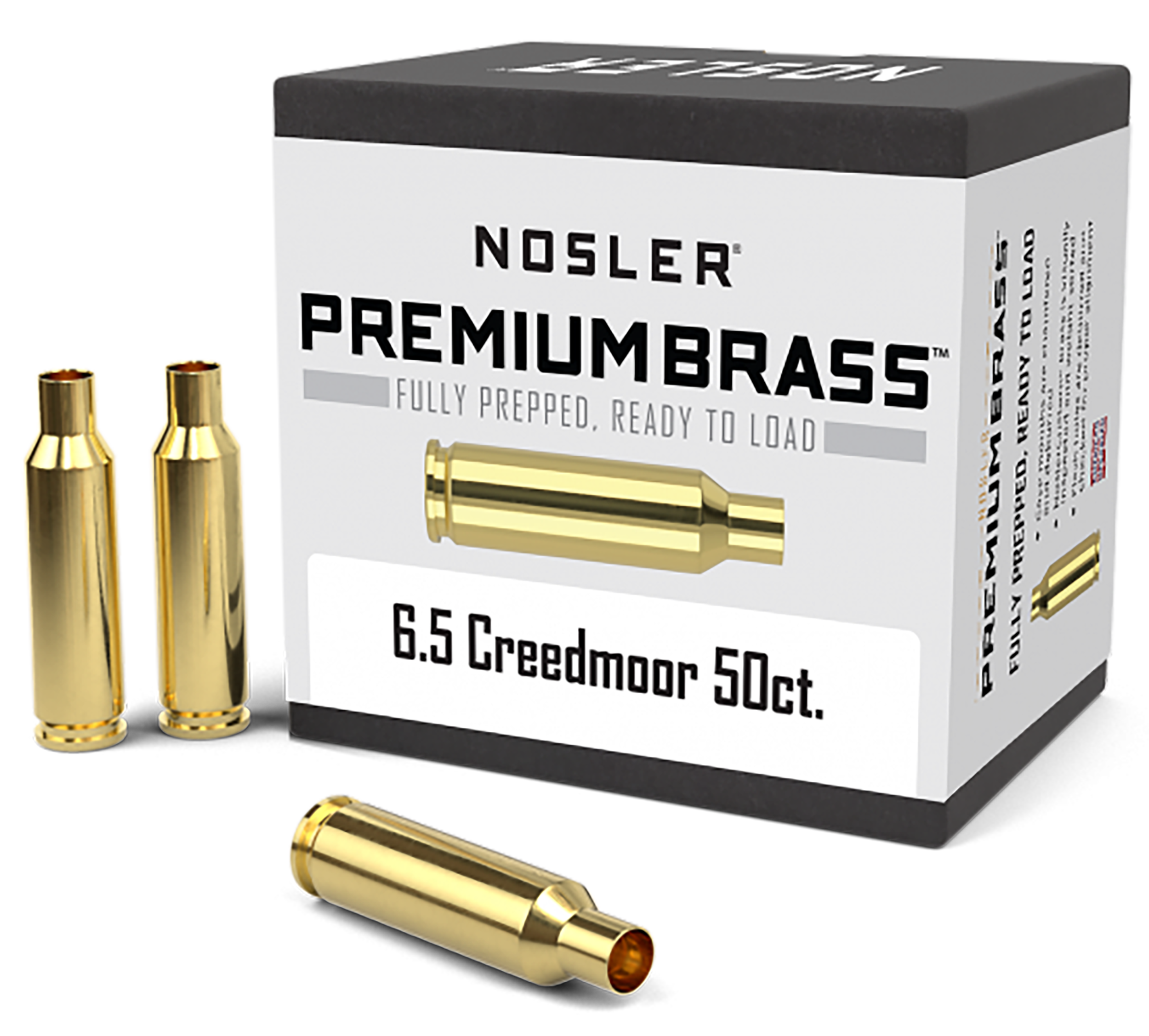 Nosler 44824 Premium Brass Unprimed Cases 6.5Creedmoor Rifle Brass 50/Box