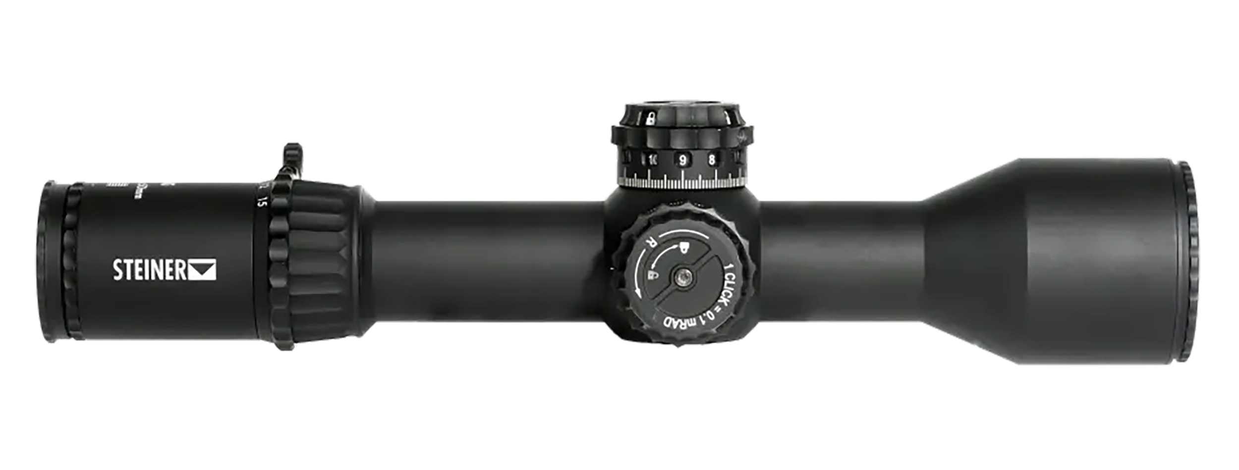 Steiner 5116 T6Xi Black 2.5-15x 50mm 34mm Tube Illuminated SCR Mil Reticle First Focal Plane Features Throw Lever
