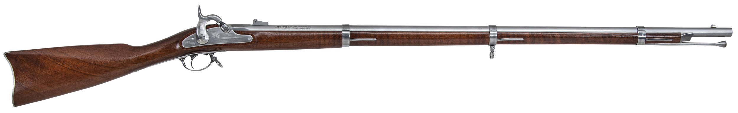 Traditions R186100 1861 Springfield 58 Cal Percussion 40" Stainless Round Barrel, Oiled Walnut Stock, Fixed Front Sight, Adjustable Rear Sight