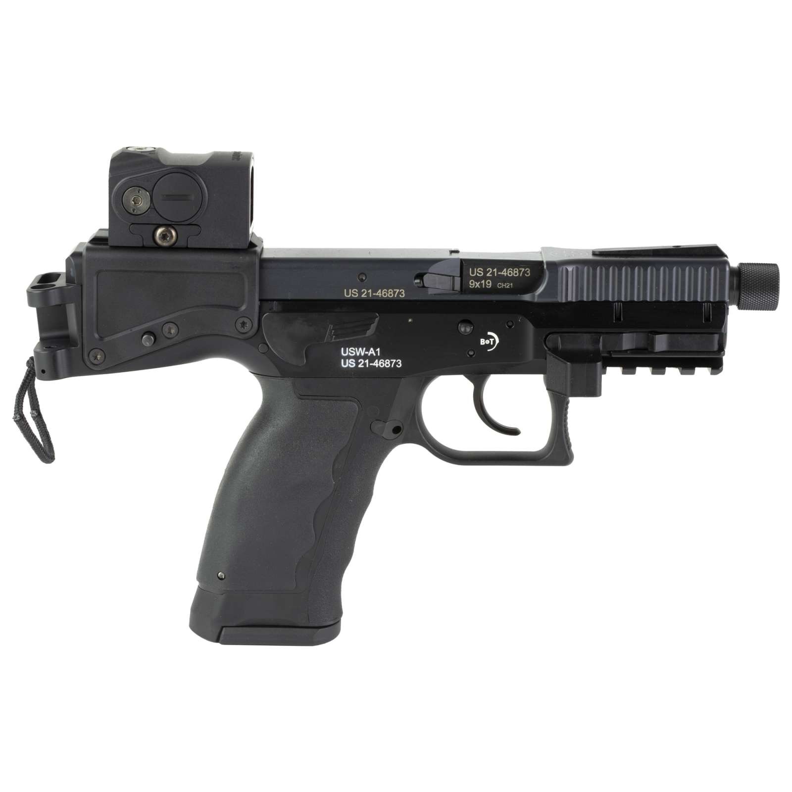 B&T USW-A1 AIMPOINT 9MM PSTL 4.3" BLACK APL ADNVCD PSTL LIGHT, 1-17RD MAG