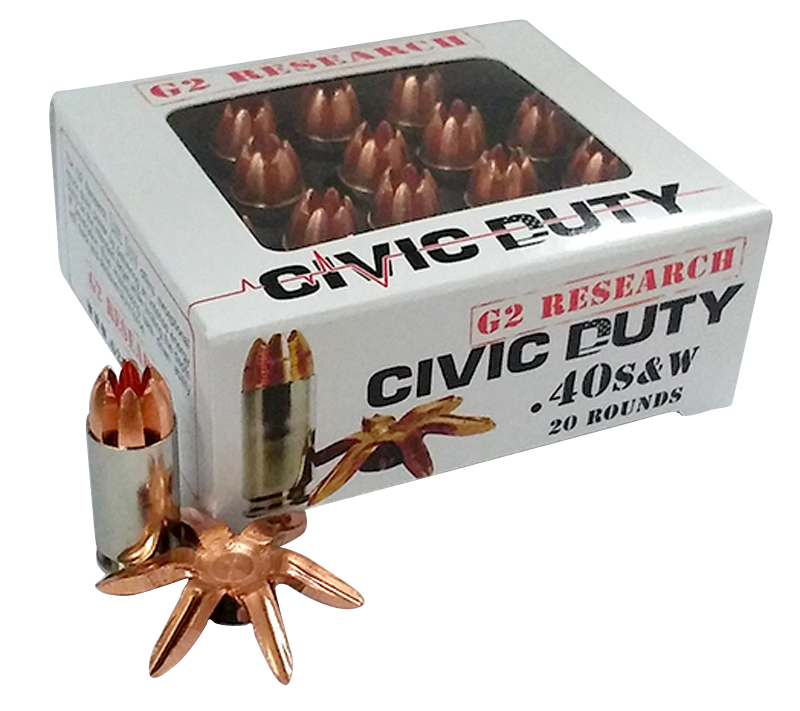 G2 Research G00620 Civic Duty 40S&W 122gr Copper Expansion Projectile 20 Per Box/25 Case