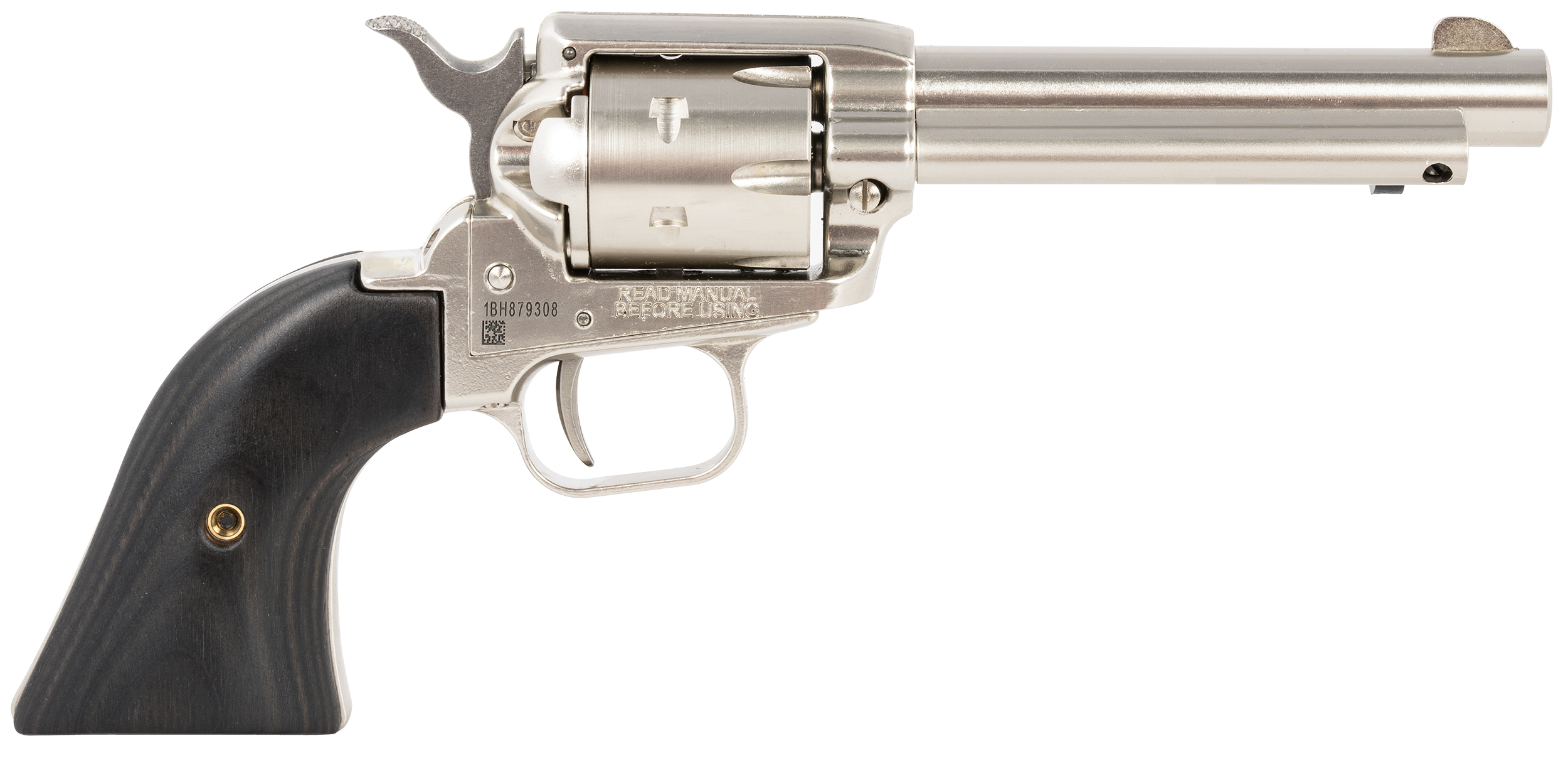 Heritage Mfg RR22NI4BW Rough Rider  22 LR 6 Shot, 4.75" Black Nitride Steel Barrel, Black Nitride Zinc Alloy Frame, Black Cylinder, Black Laminate Grip, Manual Safety, Exposed Hammer