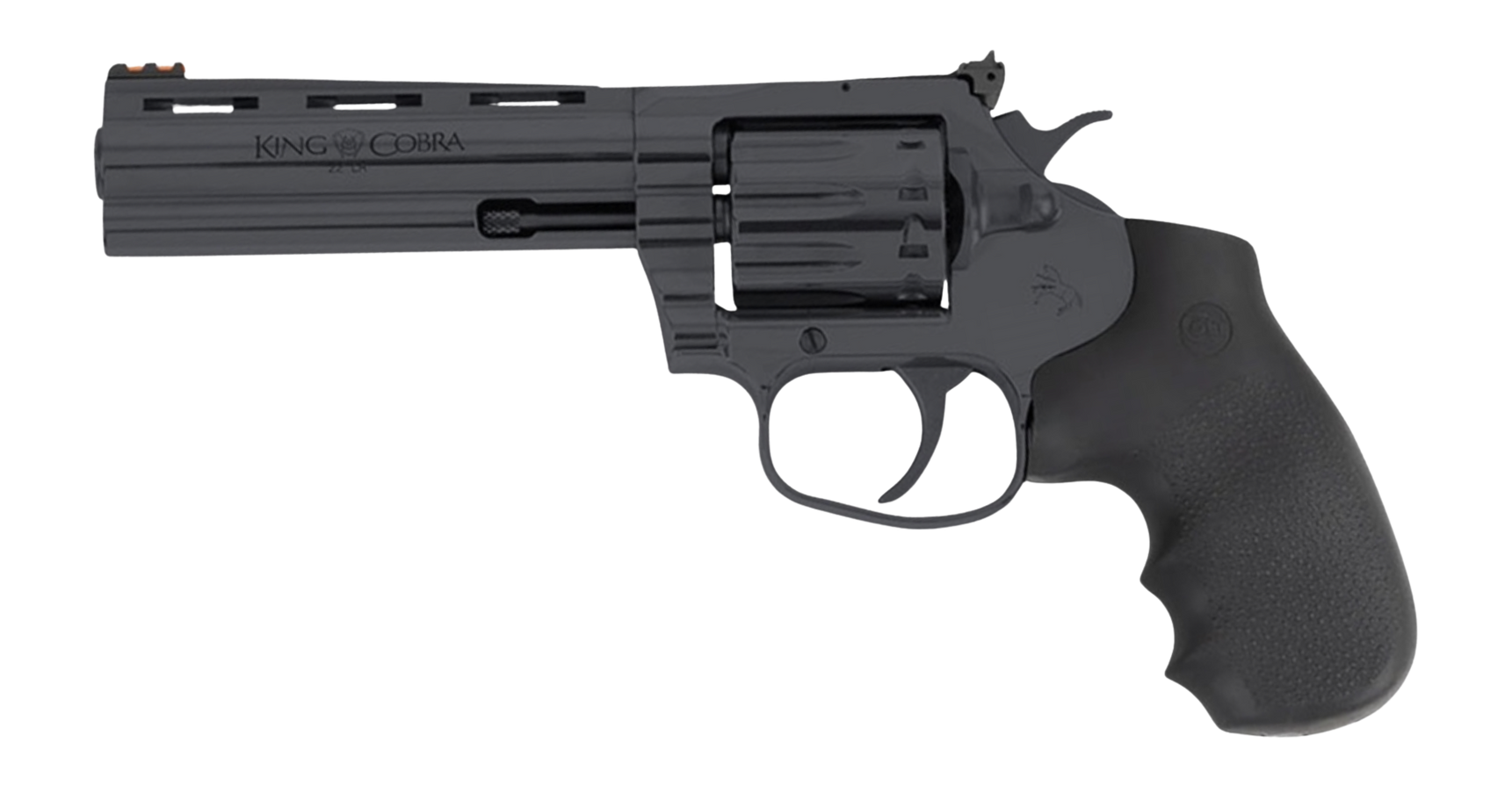 Colt Mfg KCOBRA22-BP4RFO King Cobra Target 22 LR 10rd Shot 4.25" Blued Vent Rib Barrel, Blued Carbon Steel Cylinder & Frame, Black Hogue Overmolded Grip, Exposed Hammer