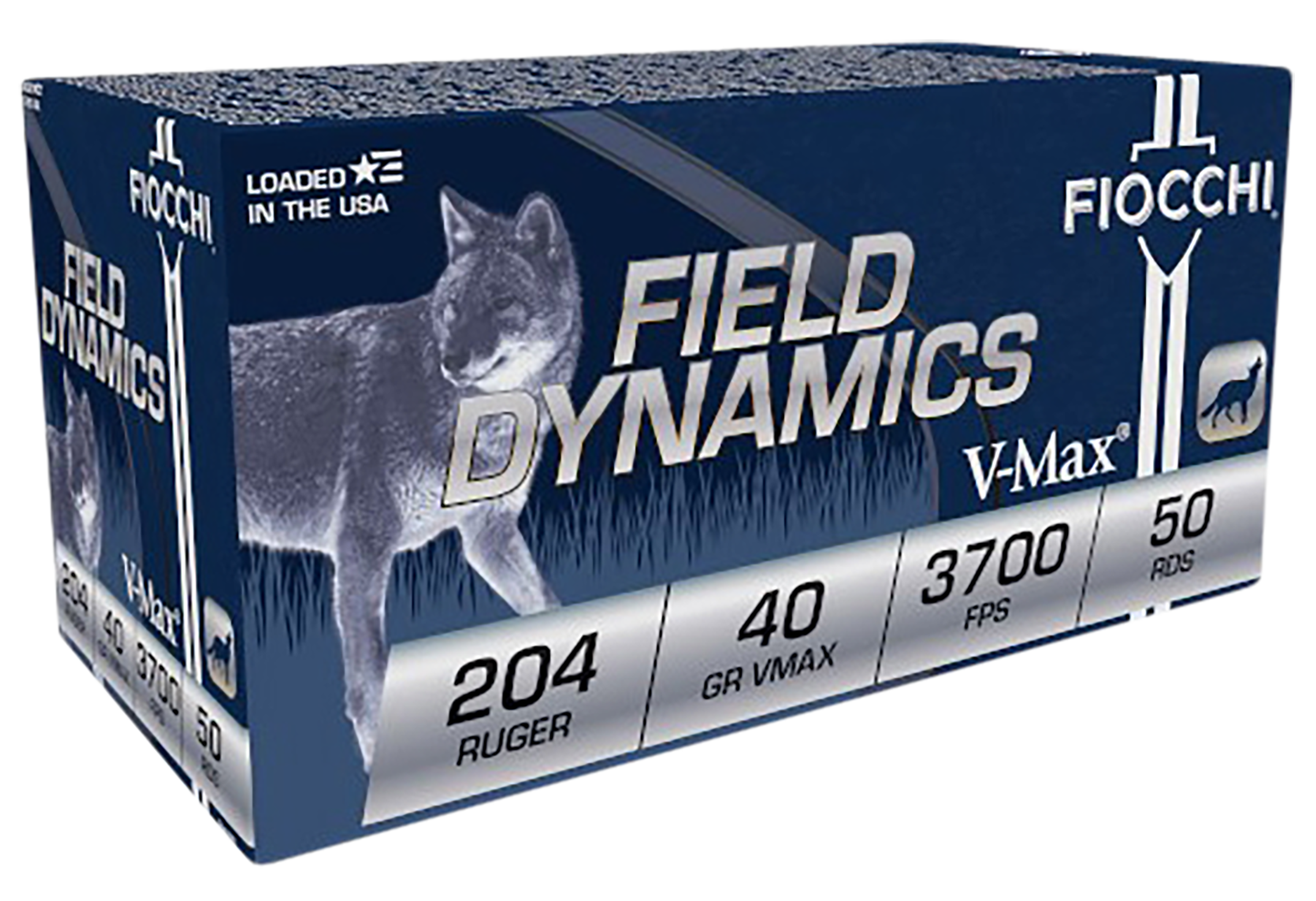 Fiocchi 204HVB Field Dynamics  204Ruger 40gr Hornady V Max 50 Per Box/20 Case