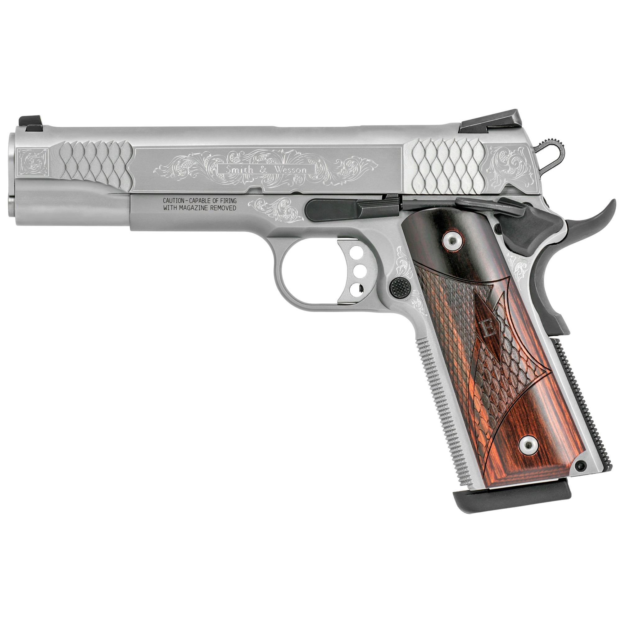 S&W 1911 45ACP 5" STS 8RD FS ENGRVD